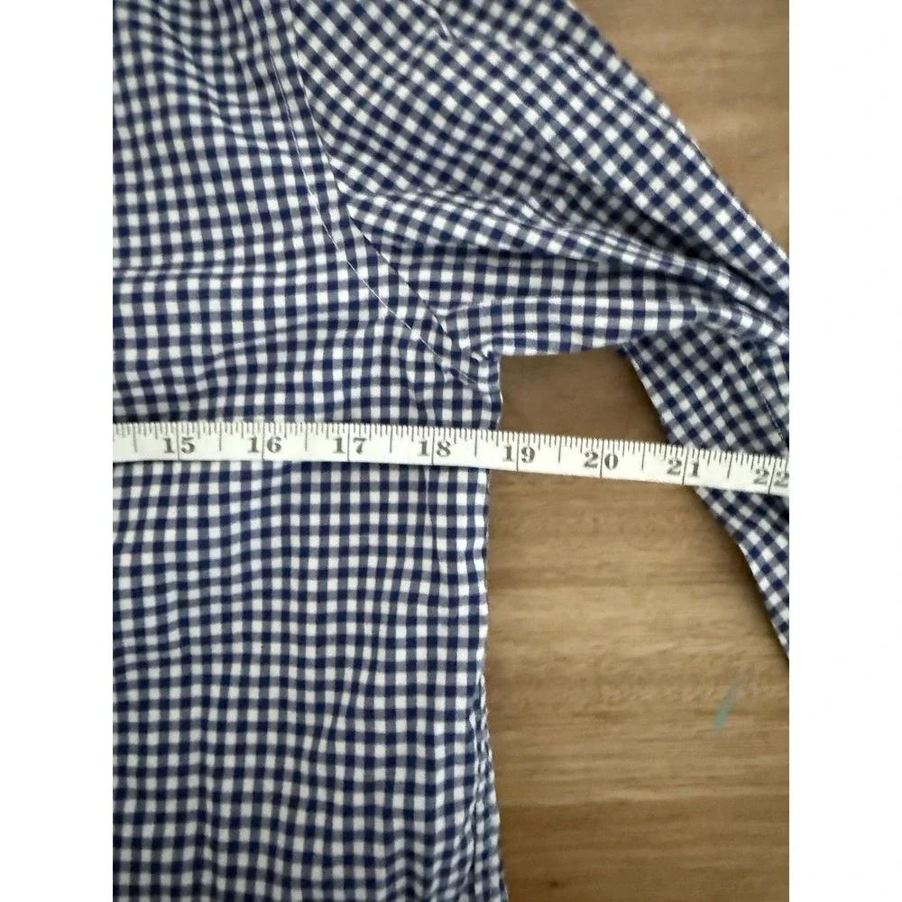 Ralph Lauren Boys Blue White Gingham Button Front Shirt Cotton Size Large 14-16